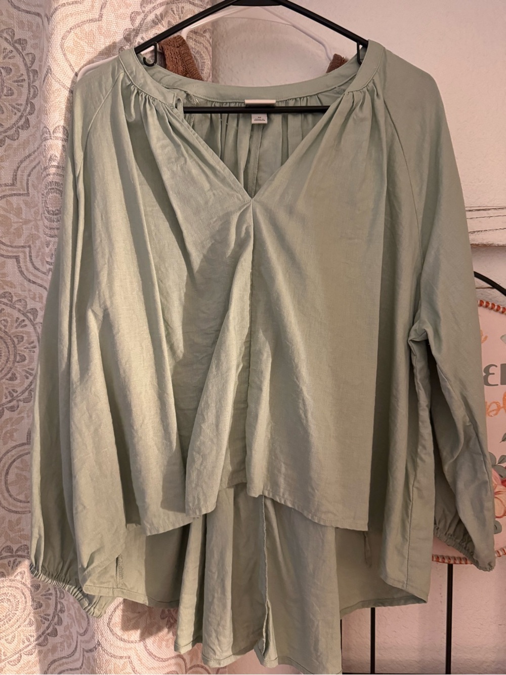 a new day Sage Green Button-Front Blouse